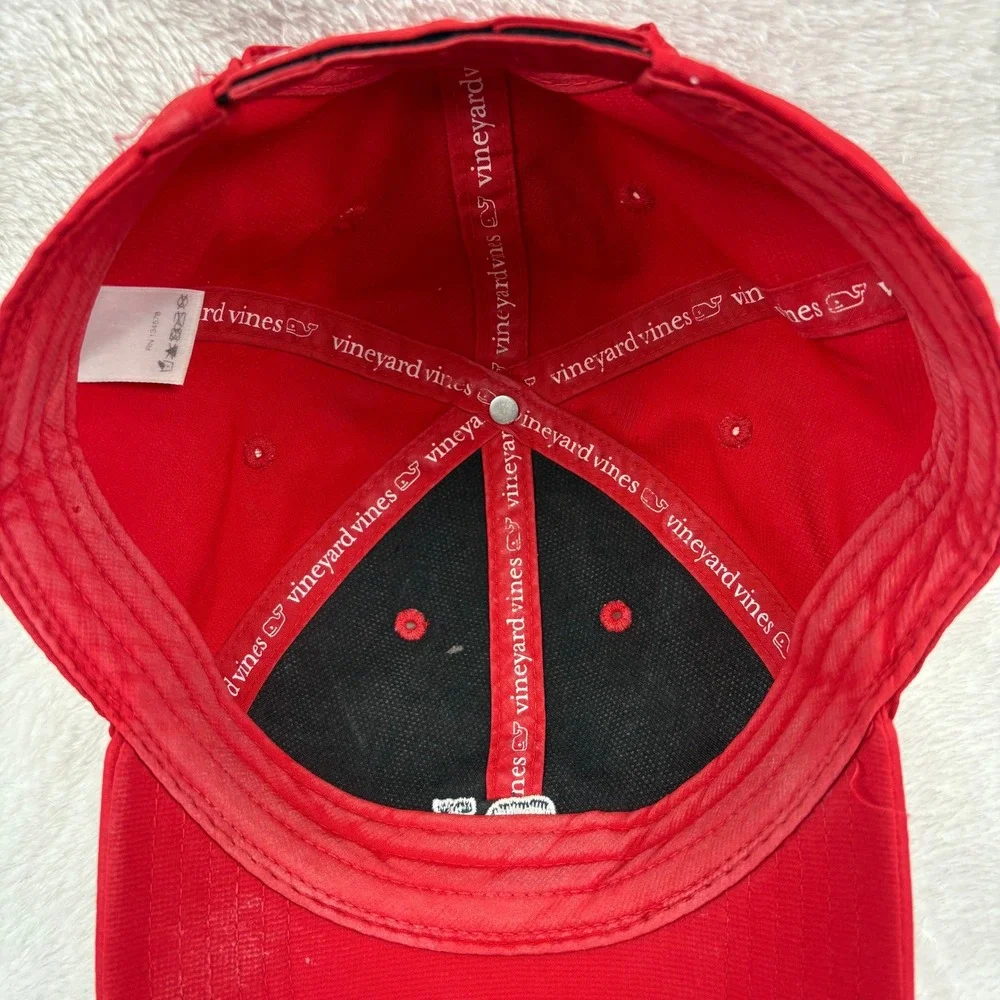 Vineyard Vines Red Baseball Cap Whale Logo Adjustable‎ Nautical Coastal Preppy